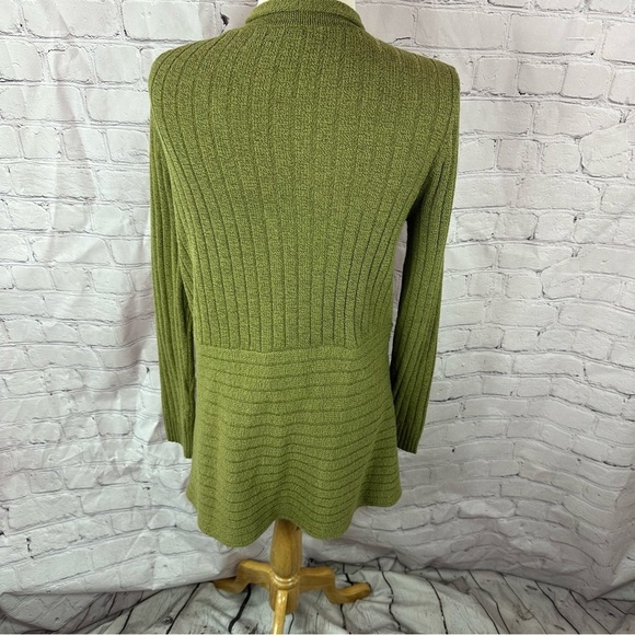 Christopher & Banks soft Ribbed Open Front Cardigan sweater sz L asymmetric - Picture 3 of 8